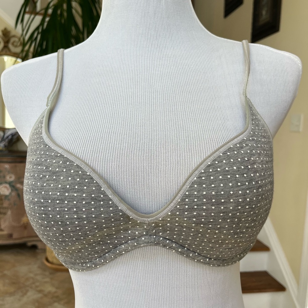 Tommy Hilfiger Underwire Padded Gray Polka Dot Bra 36C